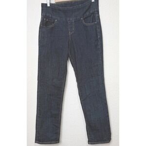 Jag Jeans Peri Pull On High Rise Straight Leg Jean Dark Wash Indigo Short 10S